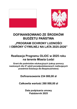 Plakat informujący o programie ochrony ludności i obronie cywilnej na lata 2025-2026